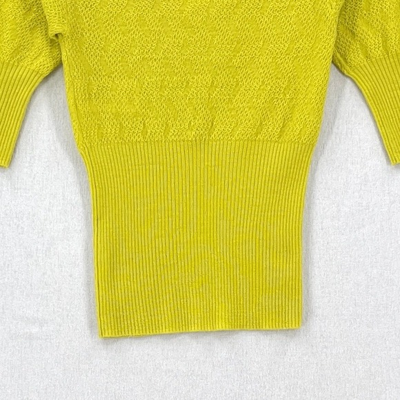 GANNI Tender Shoots Merino Lace Top Women XS Scoop Yellow Green Knit Sweater Top - Picture 12 of 16